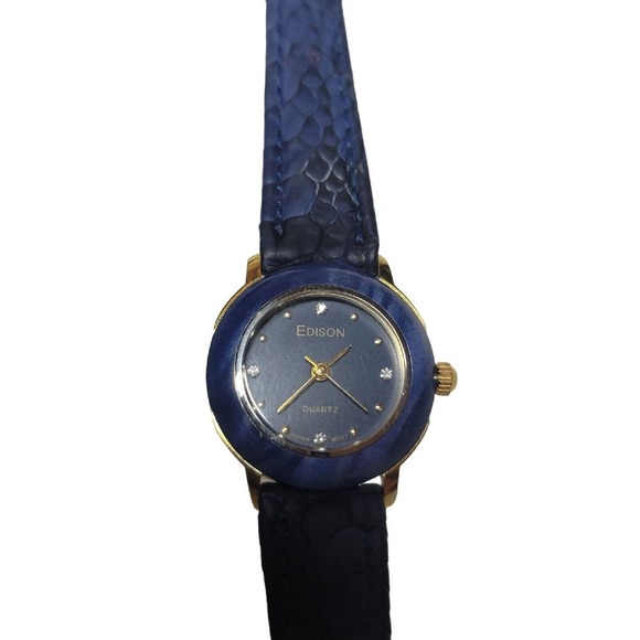 Ladies All Blue 22mm Edison Quartz Watch Runs Well New Battery main image 15